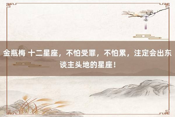 金瓶梅 十二星座，不怕受罪，不怕累，注定会出东谈主头地的星座！