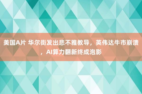 美国A片 华尔街发出悲不雅教导，英伟达牛市崩溃，AI算力翻新终成泡影