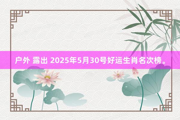 户外 露出 2025年5月30号好运生肖名次榜。