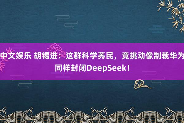 中文娱乐 胡锡进：这群科学莠民，竟挑动像制裁华为同样封闭DeepSeek！