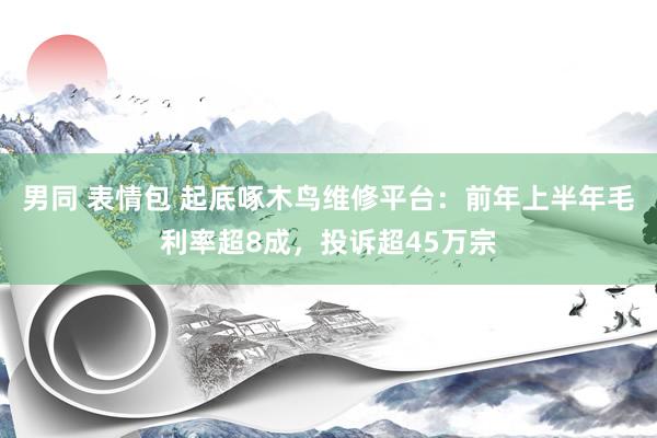 男同 表情包 起底啄木鸟维修平台：前年上半年毛利率超8成，投诉超45万宗