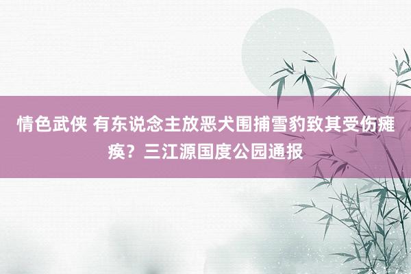 情色武侠 有东说念主放恶犬围捕雪豹致其受伤瘫痪？三江源国度公园通报